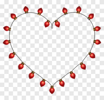 Heart-Shaped String Of Red Lights PNG