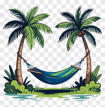 Tropical Hammock Between Palm Trees PNG