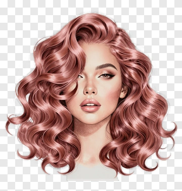 Portrait Of A Woman With Wavy Pink Hair PNG