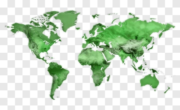 Green World Map PNG
