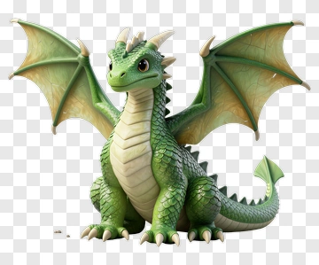 3D Cartoon Dragon With Wings PNG