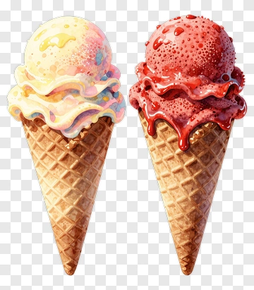 Colorful Ice Cream Cones PNG