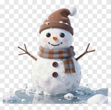 Snowman Wearing A Brown Hat And Scarf PNG