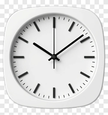 Wall Clock With Black Hands And White Face PNG