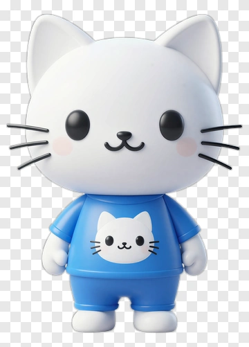 Cartoon Cat Character In Blue Outfit PNG