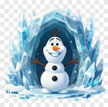 Cartoon Snowman In An Ice Cave PNG