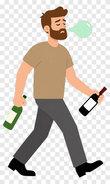 Man Walking With Wine And Beer PNG