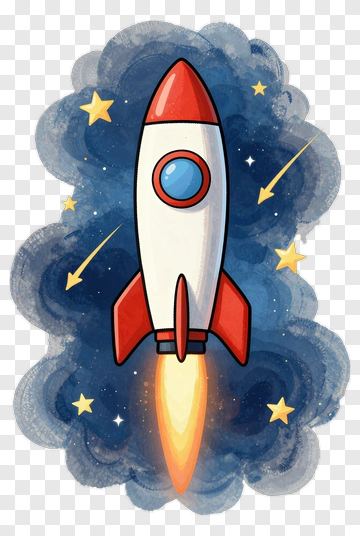 Cartoon Rocket Flying Through Space PNG