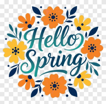 Hello Spring Floral Design PNG