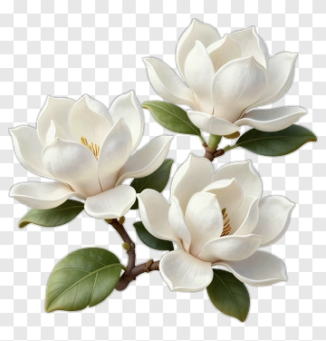 White Magnolia Flowers PNG