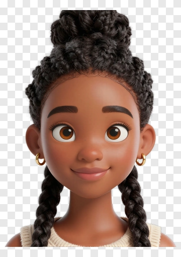 3D Girl With Braided Hair PNG