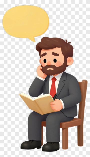 Cartoon Businessman Reading A Book PNG