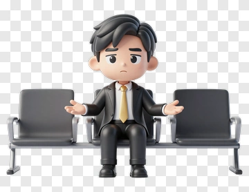 Cartoon Businessman Sitting In A Waiting Area PNG
