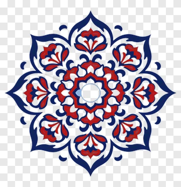 Red And Blue Floral Mandala Design PNG