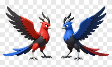 Colorful Cartoon Birds Facing Each Other PNG