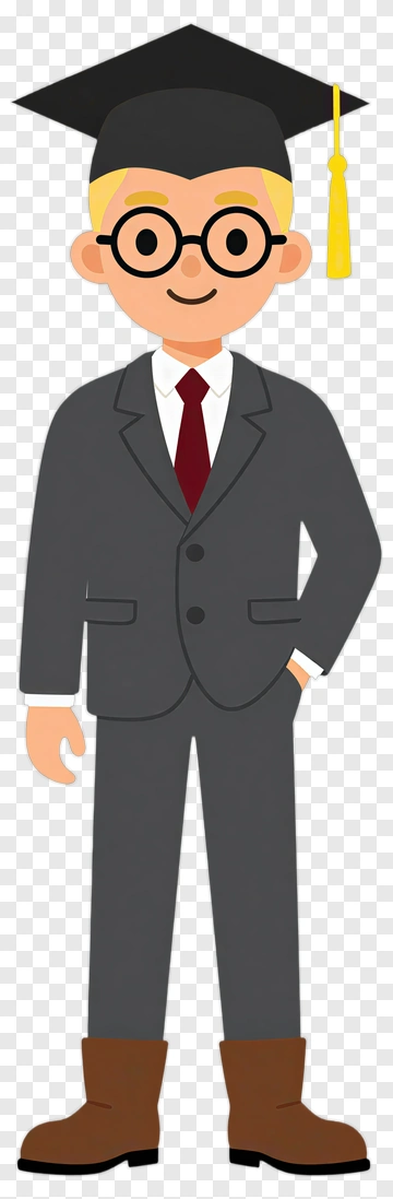 Cartoon Graduate In Suit And Cap PNG