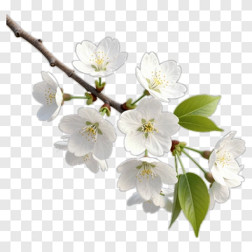 Cherry Blossom Branch With White Flowers PNG