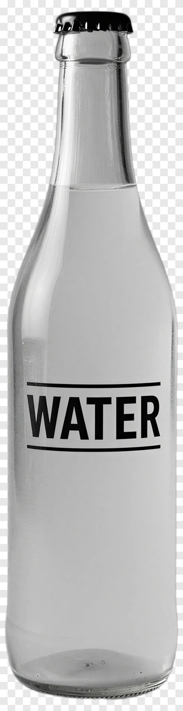 Glass Water Bottle With Label PNG