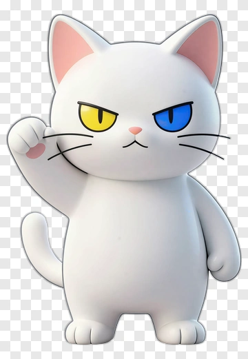 Cartoon Cat Raising Its Paw PNG