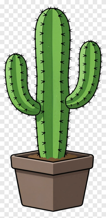 Cartoon Cactus In A Pot PNG