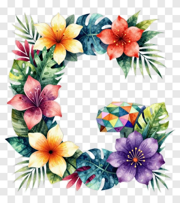 Colorful Floral Wreath PNG