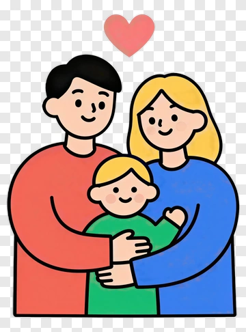 Happy Family Embracing With Heart Symbol PNG