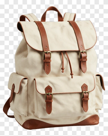 Canvas Backpack With Leather Straps PNG