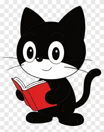 Cartoon Cat Holding A Book PNG