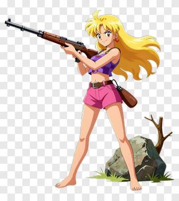 Anime Character Holding A Rifle PNG