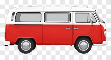 Vintage Red Volkswagen Bus PNG