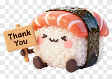 Cute Sushi Character Holding A Thank You Sign PNG