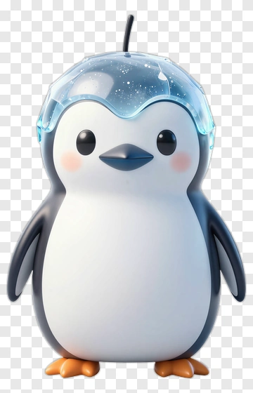 Cartoon Penguin With A Transparent Helmet PNG