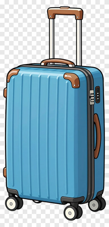 Blue Suitcase With Brown Accents PNG