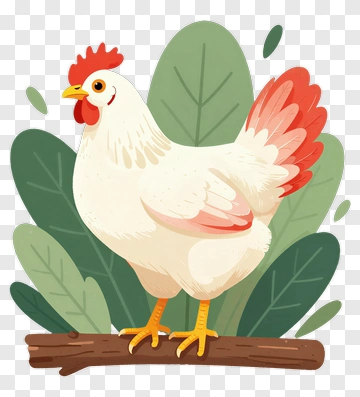 Cartoon Chicken Standing On A Branch PNG
