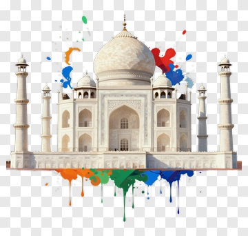 Taj Mahal With Colorful Splash Background PNG