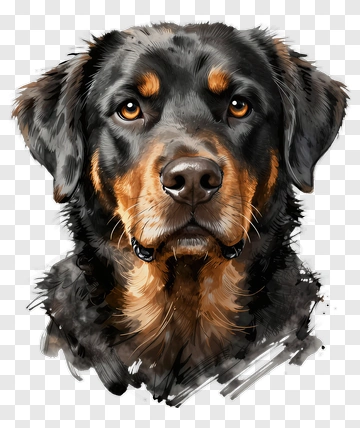 Realistic Rottweiler Dog Portrait PNG