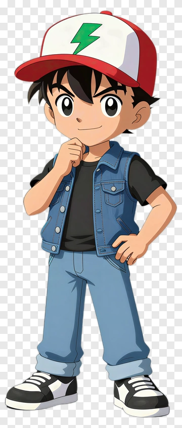 Cartoon Boy Wearing A Cap And Vest PNG