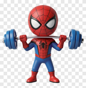 Cartoon Spider-Man Lifting Weights PNG