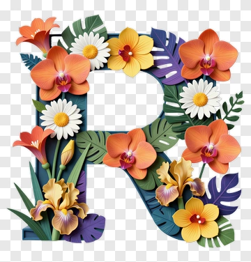 Colorful Floral Letter R PNG