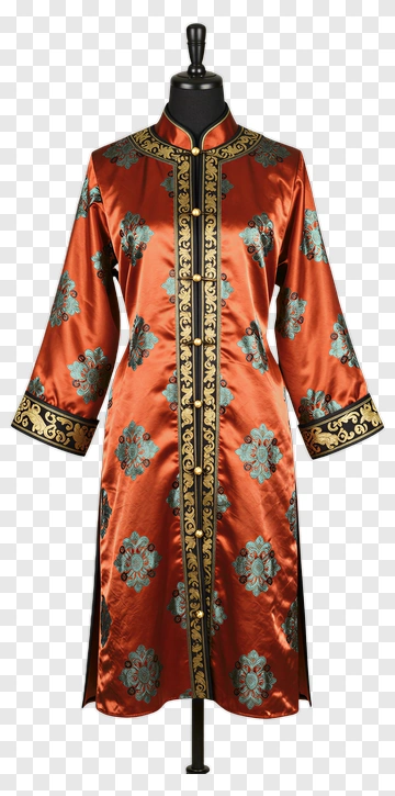 Traditional Chinese Silk Dress With Floral Patterns PNG
