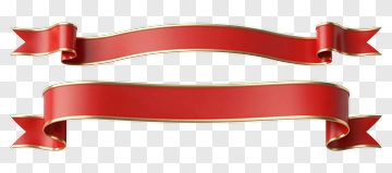 Red Ribbon Banner With Gold Edges PNG