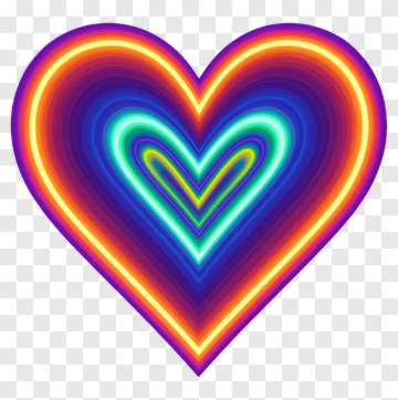Colorful Heart With Neon Effect PNG