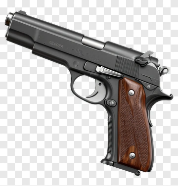 Handgun With Wooden Grip PNG
