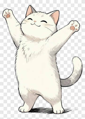 Cartoon Cat With Outstretched Paws PNG