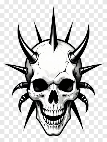 Spiked Skull Illustration PNG