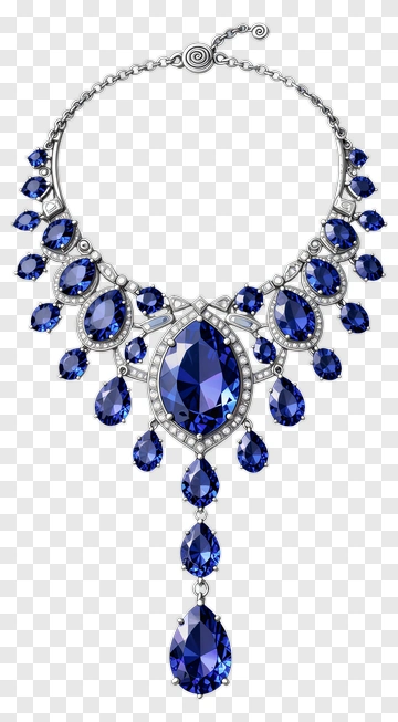Elegant Blue Gemstone Necklace PNG