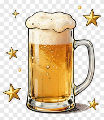Beer Mug With Foam And Stars PNG