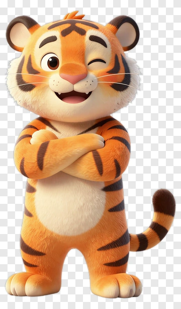 Cartoon Tiger Winking With Arms Crossed PNG
