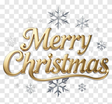 Merry Christmas Text With Snowflakes PNG