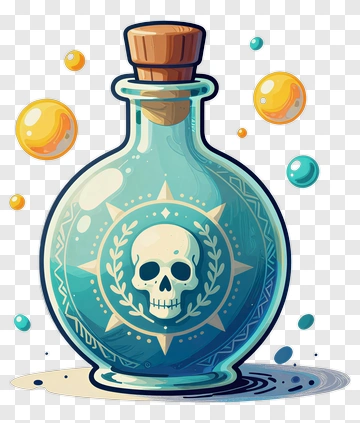 Cartoon Potion Bottle With Skull Design PNG